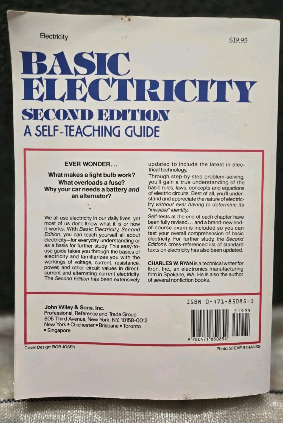 BASIC ELECTRICITY 2nd EDITION A Self Teaching Guide By Charles W. Ryan