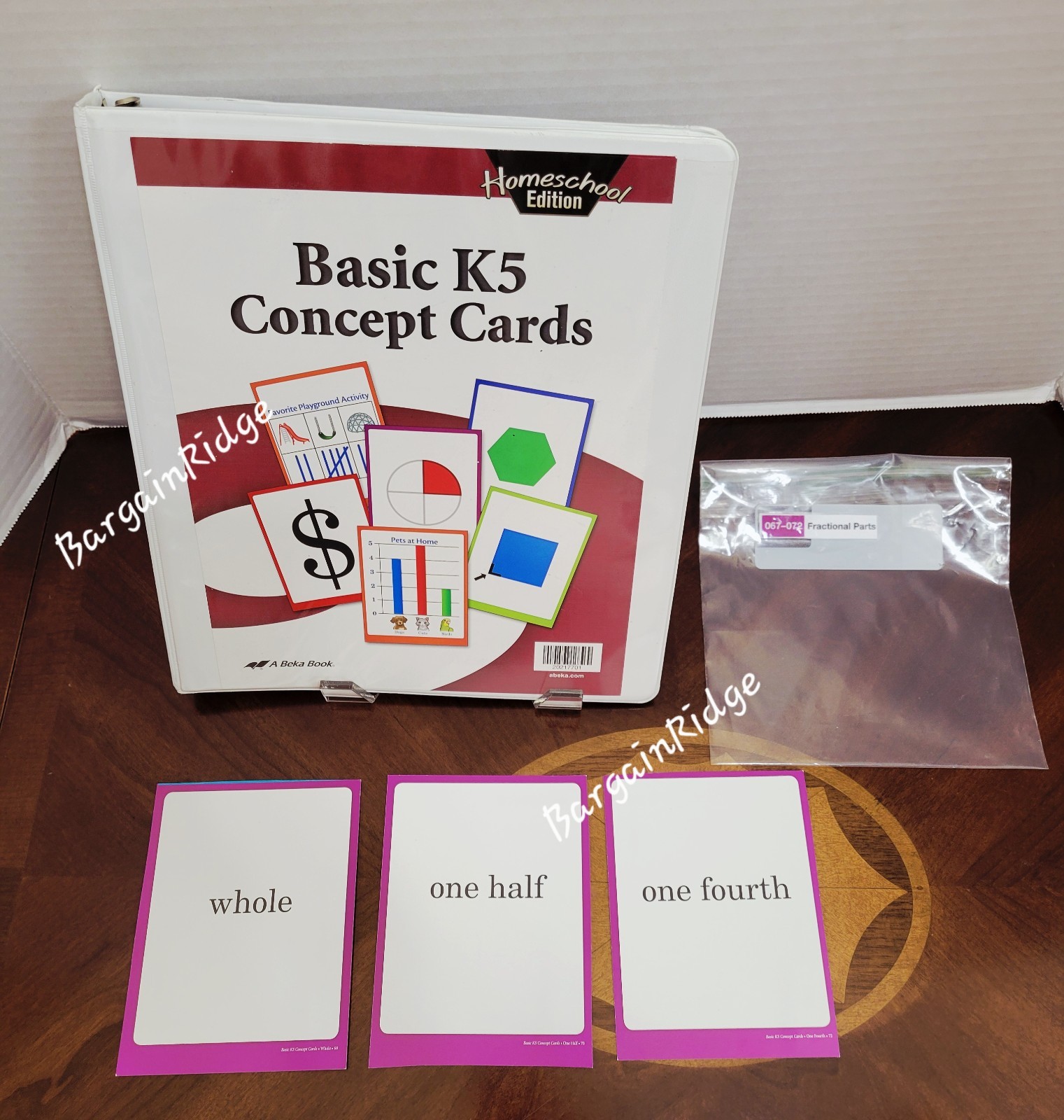 Abeka Basic K5 Concept Cards, Flashcards Shapes, Numbers, Symbols w/ Ring Binder