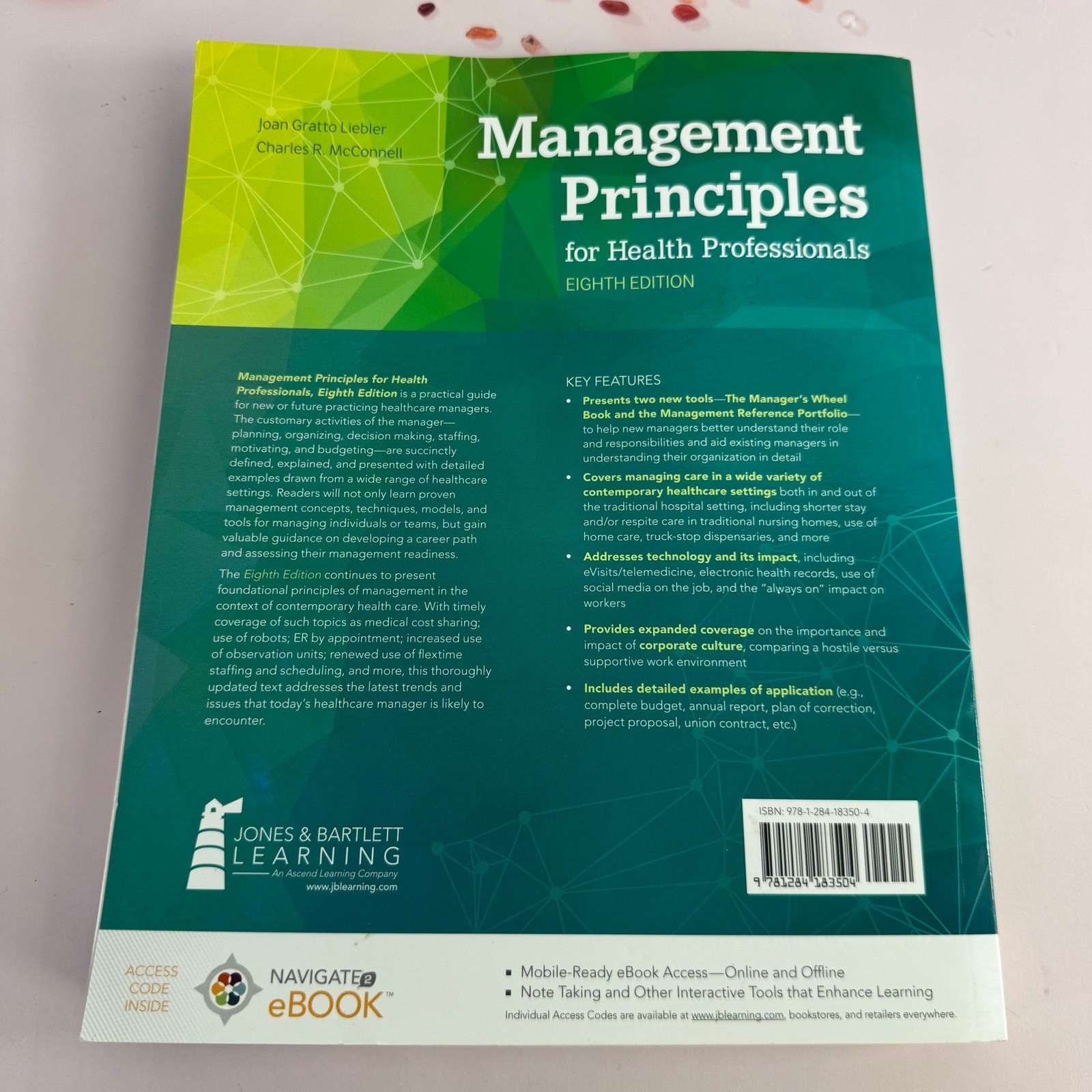 Management Principles for Health Professionals 8th Ed Liebler McConnell Textbook