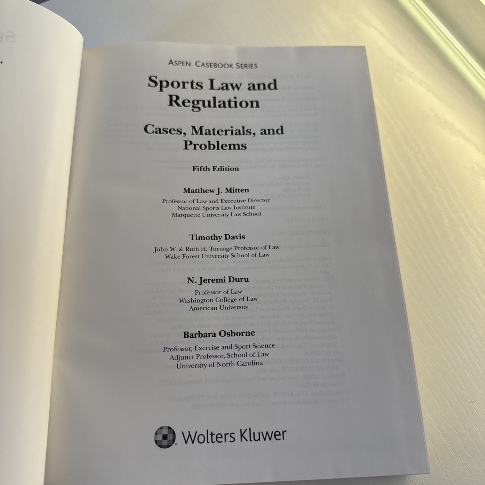 Sports Law and Regulation: Cases, Materials, and Problems (Aspen Casebook)