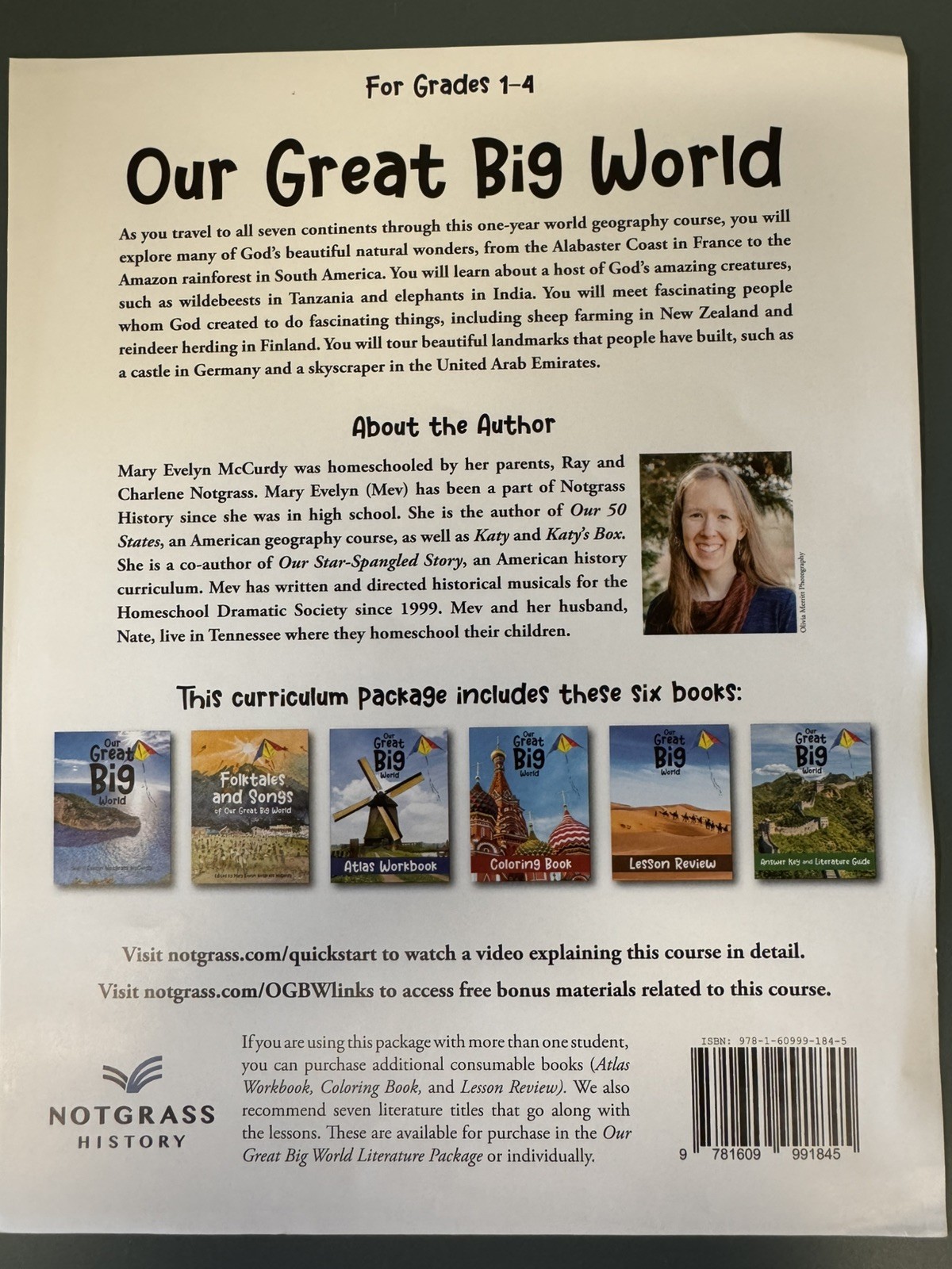 Notgrass Our Great Big World Curriculum Package Elementary Grade 1-4 Geography