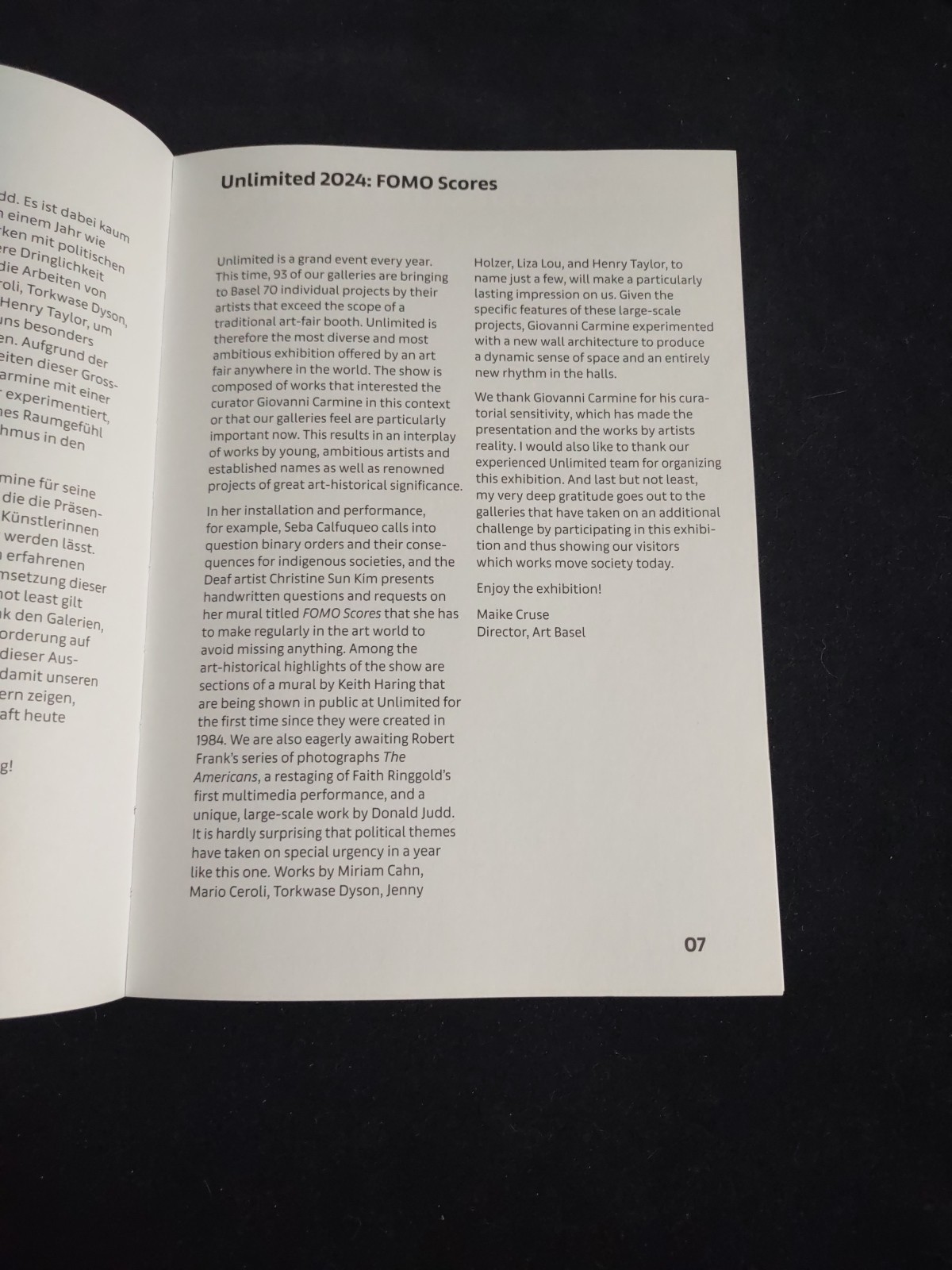 Unlimited 2024 Art Basel Softcover Book Artists Catalog English German