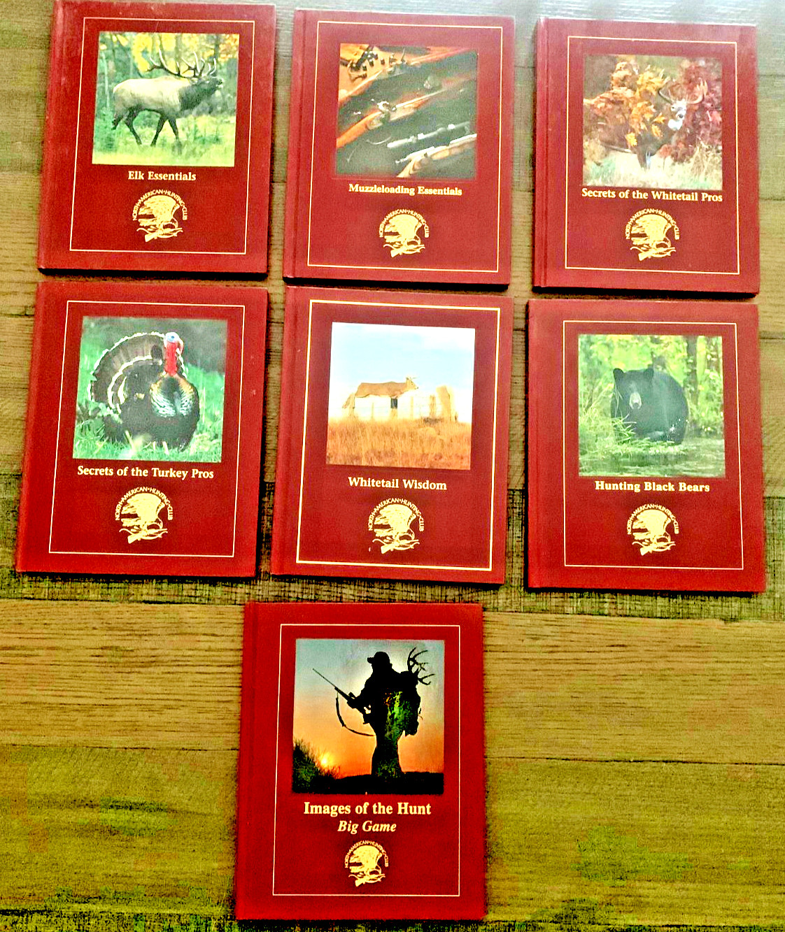Vintage Lot of 7 North American Hunting Club Wisdom Library Hunting Books HC