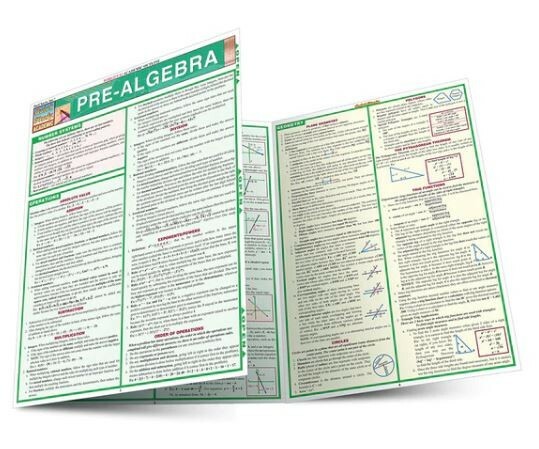 QuickStudy Bar Chart: Pre-Algebra Laminated Study Guide; Boost Grades, Brand New