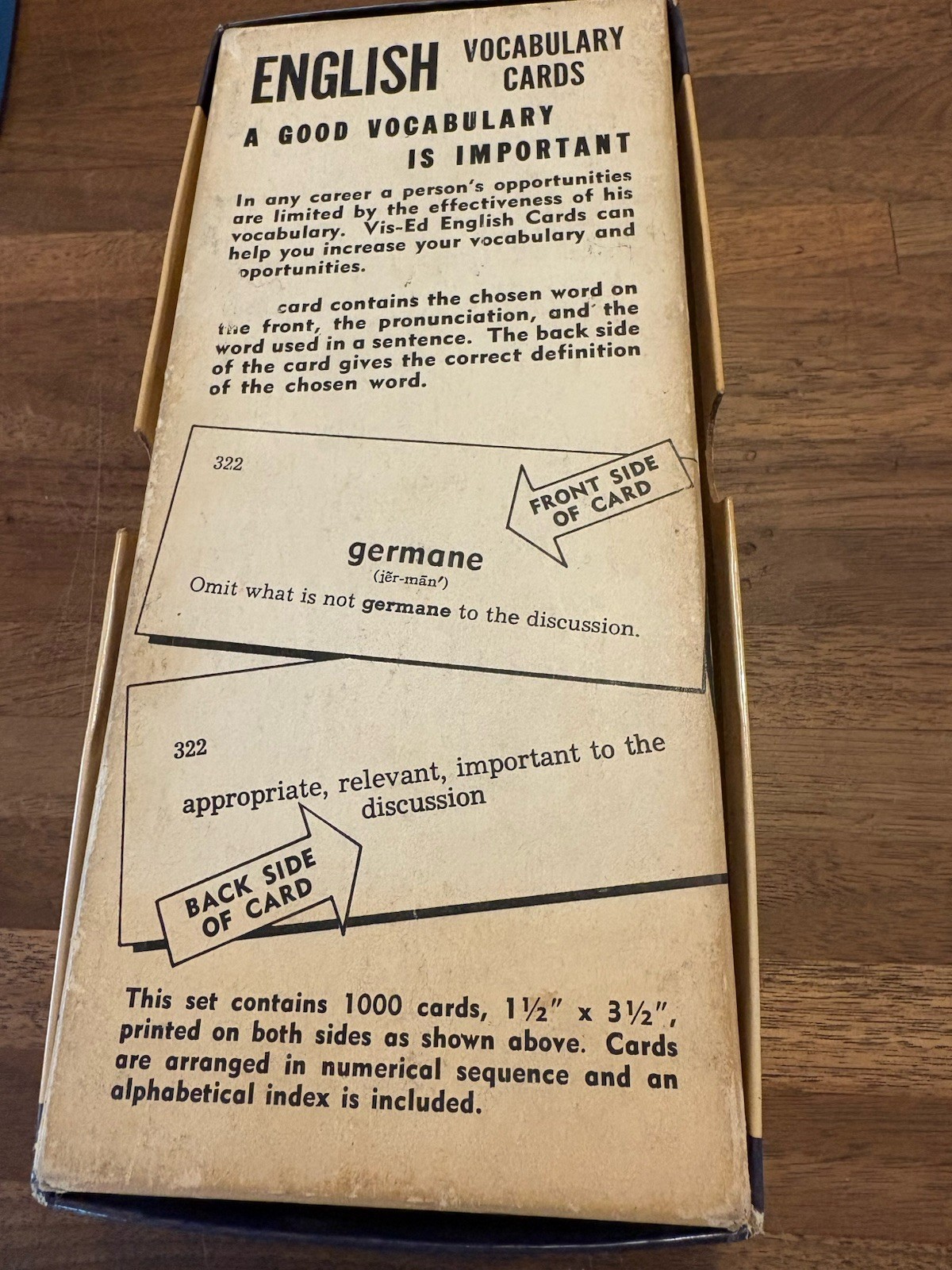 VIS-ED ENGLISH VOCABULARY CARDS- LANGUAGE FOREIGN ESL LEARNING