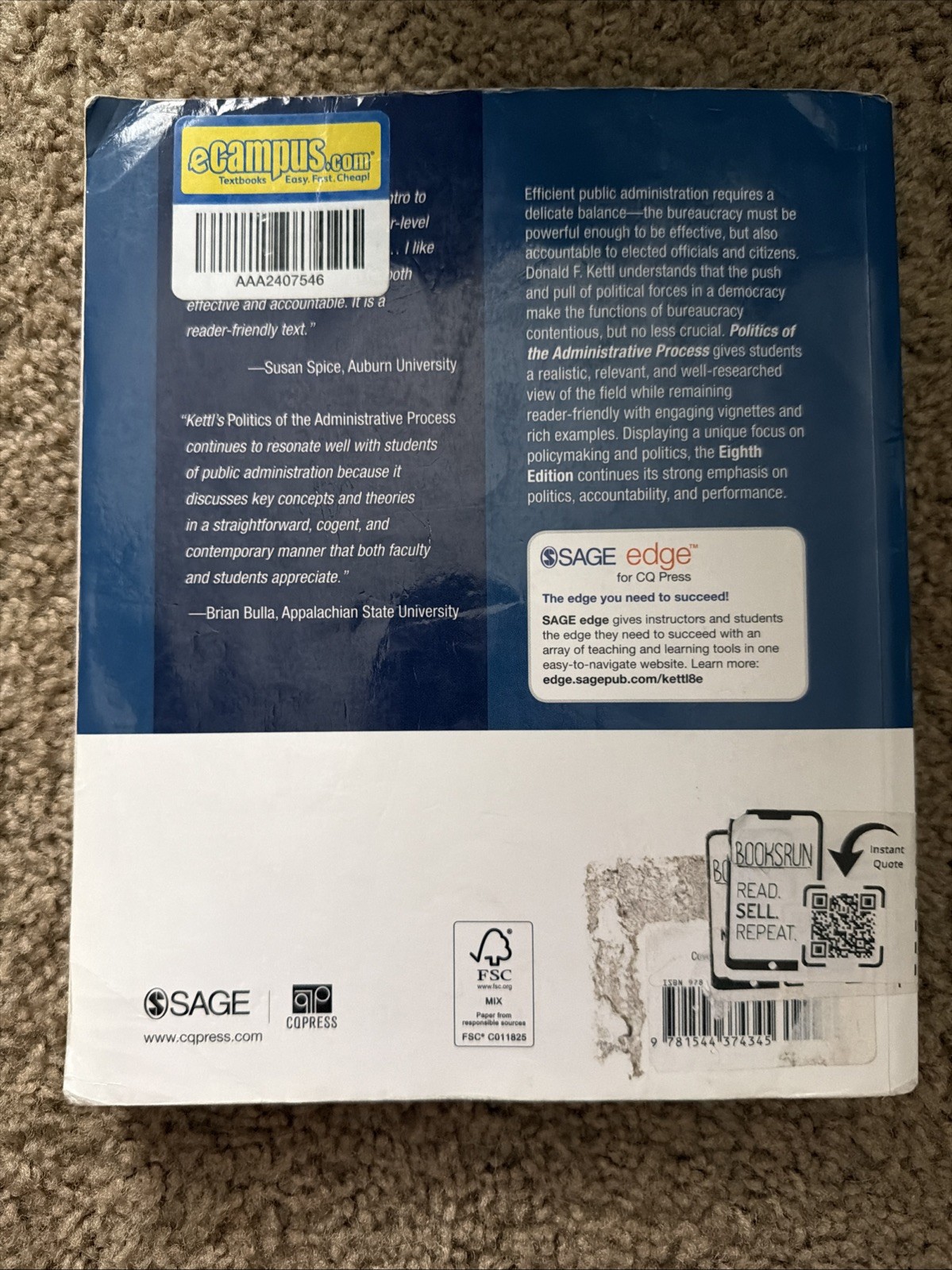 Politics of the Administrative Process by Donald F. Kettl, 8th Edition 2021