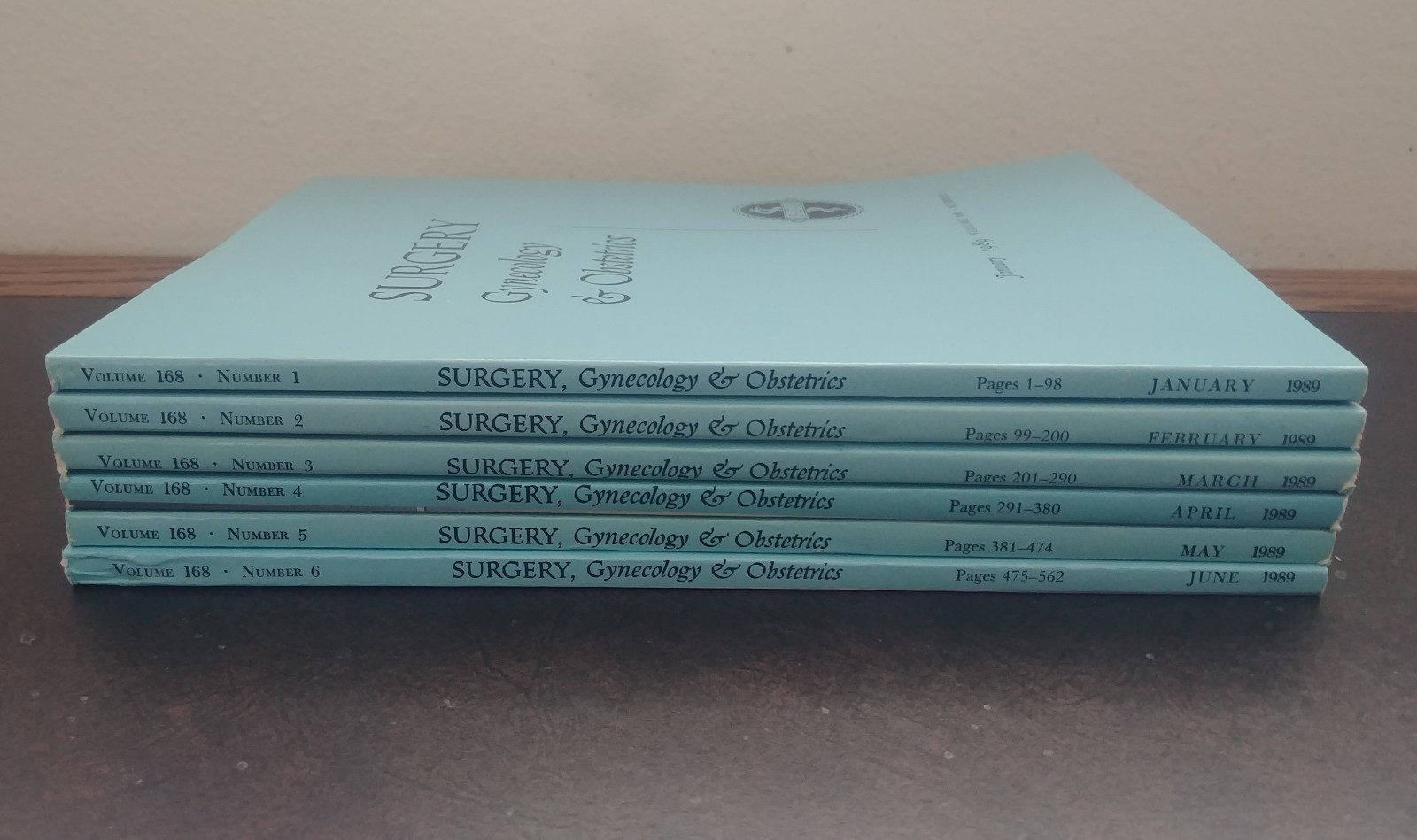 Surgery, Gynecology & Obstetrics Medical Journal Vol. 168 COMPLETE Vintage 1989