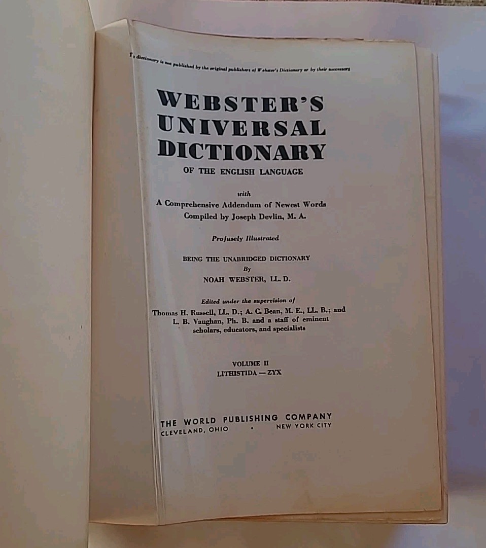 Webster’s Universal Dictionary 1940 Hardcover Volume II Atlas of the World