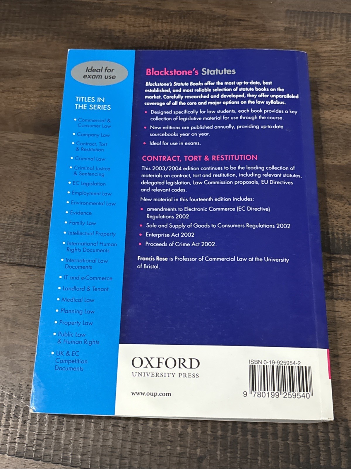 Blackstone’s Statute Book Ser.: Statutes on Contract, Tort and Restitution…