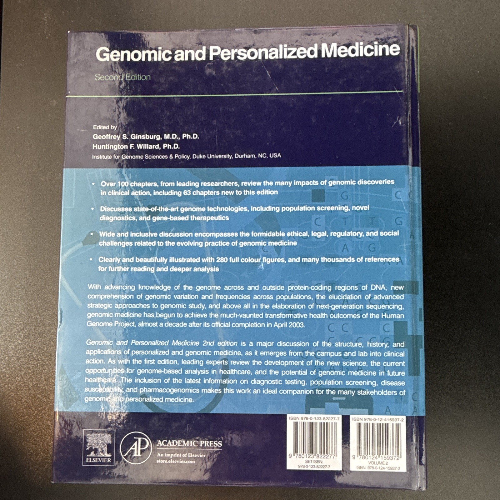 Genomic and Personalized Medicine 2nd Edition Vol 2 Hardcover 2012 Ginsburg