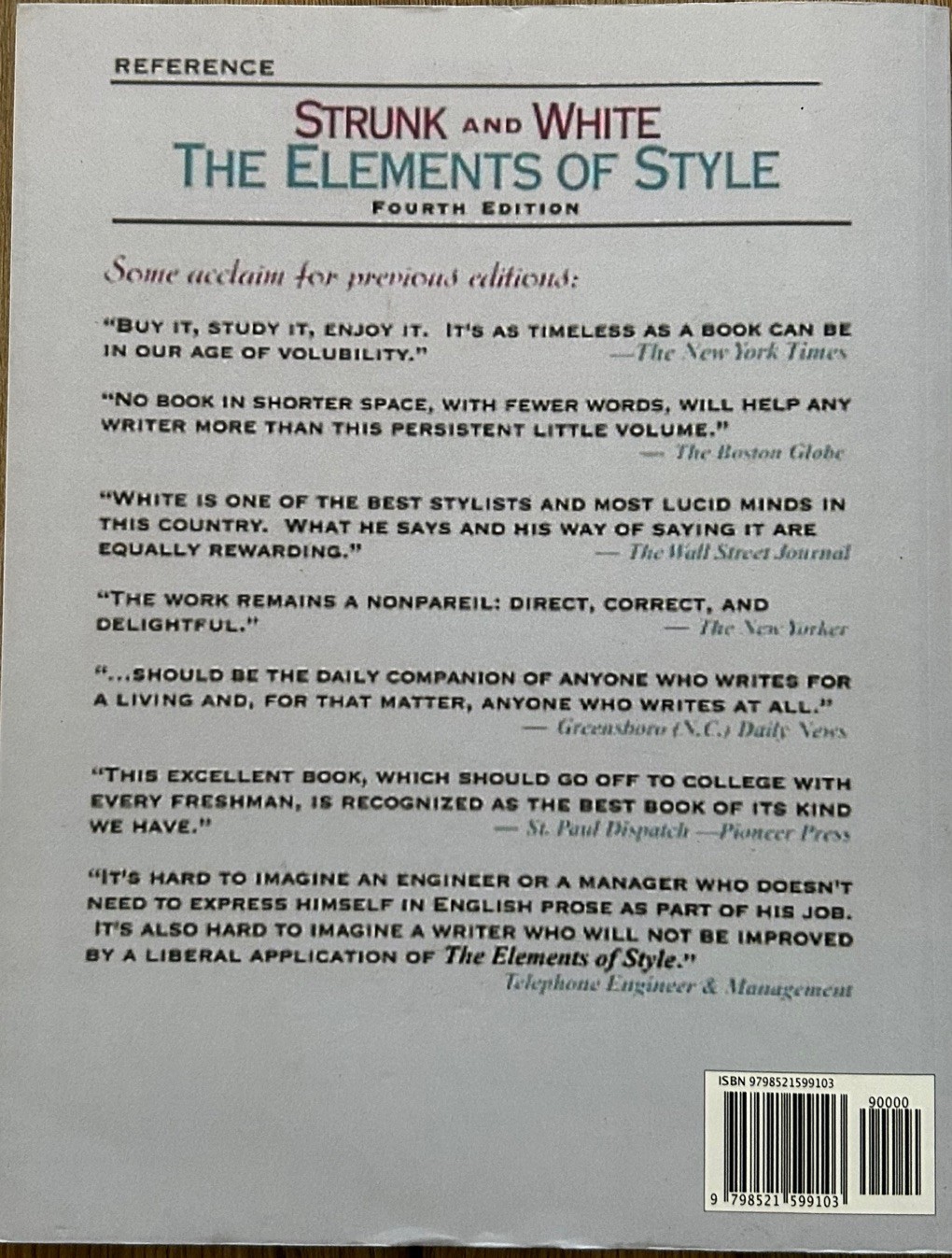 The Elements of Style, Fourth Edition – Paperback By Strunk Jr., William