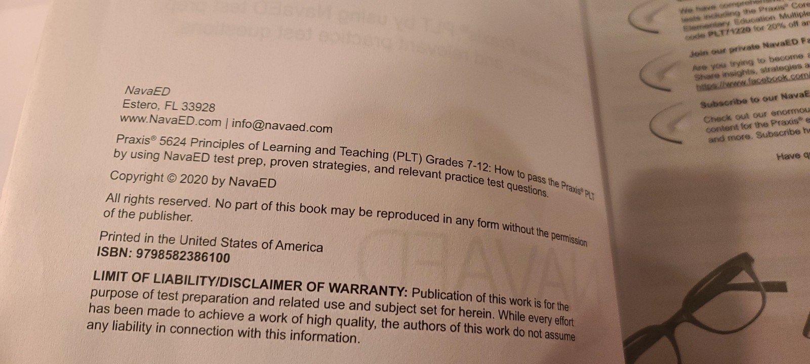 Praxis 5624 Principles of Learning and Teaching [PLT] Grades 7-12 NAVAED