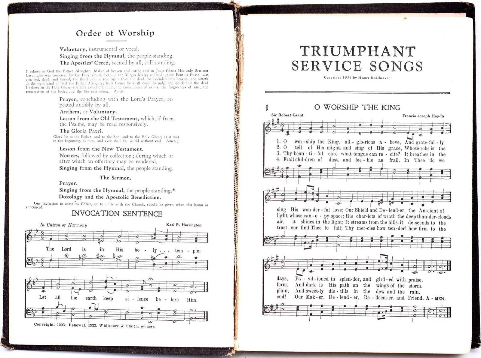 Triumphant Service Songs Hymnal,1946,Black Hardcover,288 pages,Songs