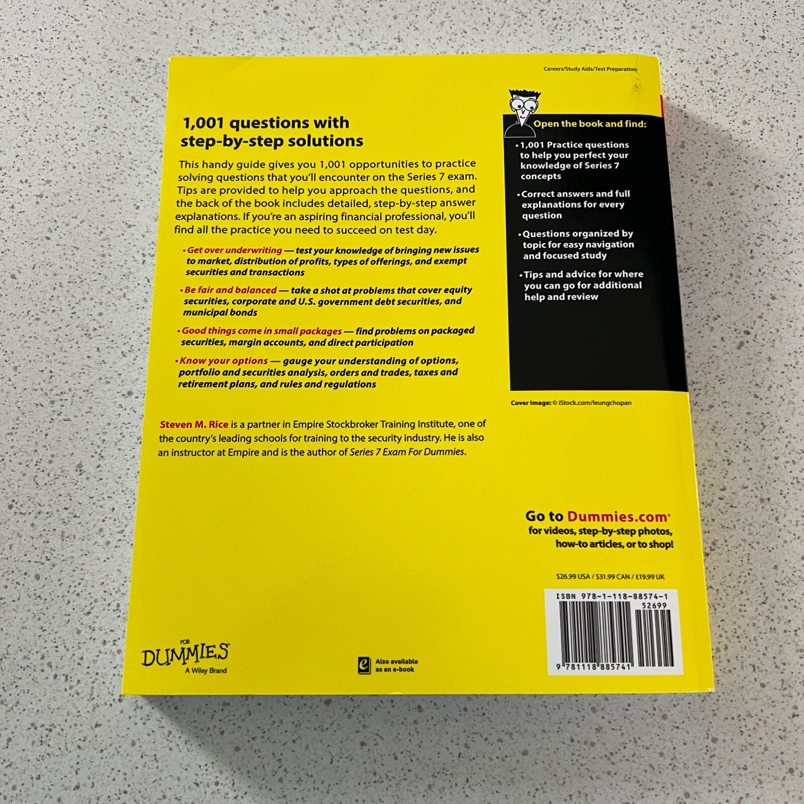 1,001 Practice Questions Series 7 Exam For Dummies Steven M. Rice Paperback Book