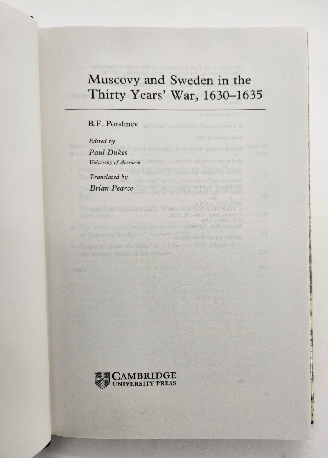 Muscovy and Sweden in the Thirty Years’ War, 1630-1635, Hardcover by Porshnev…
