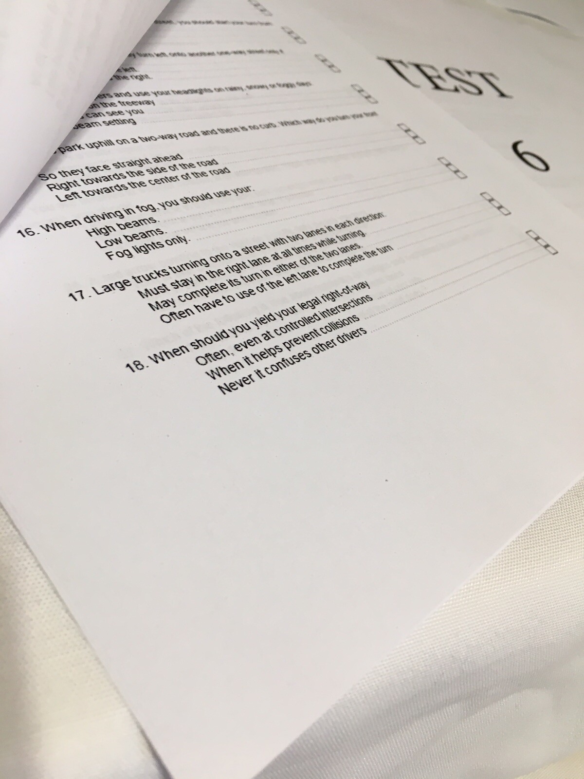 2023 CALIFORNIA DMV CLASS C OFFICIAL WRITTEN TESTS/ANSWERS (PAPER PRINTED TEST)