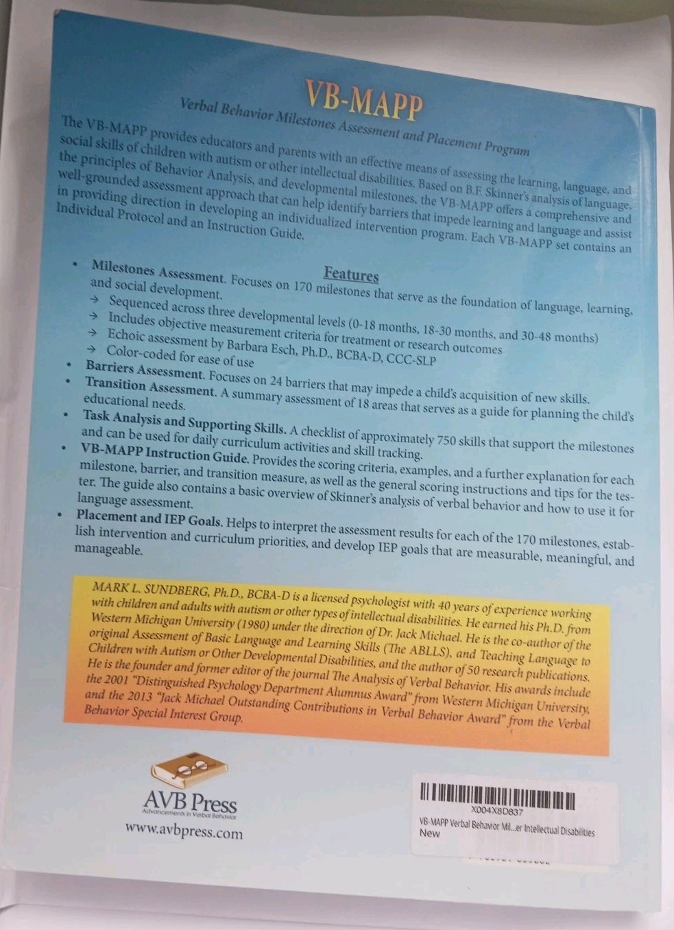 VB-MAPP Verbal Behavior Milestones Assessment and Placement Program, 2nd Edition