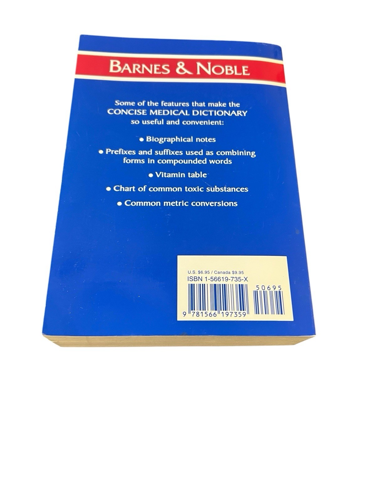 Barnes and Noble Concise Medical Dictionary Paperback Barnes and