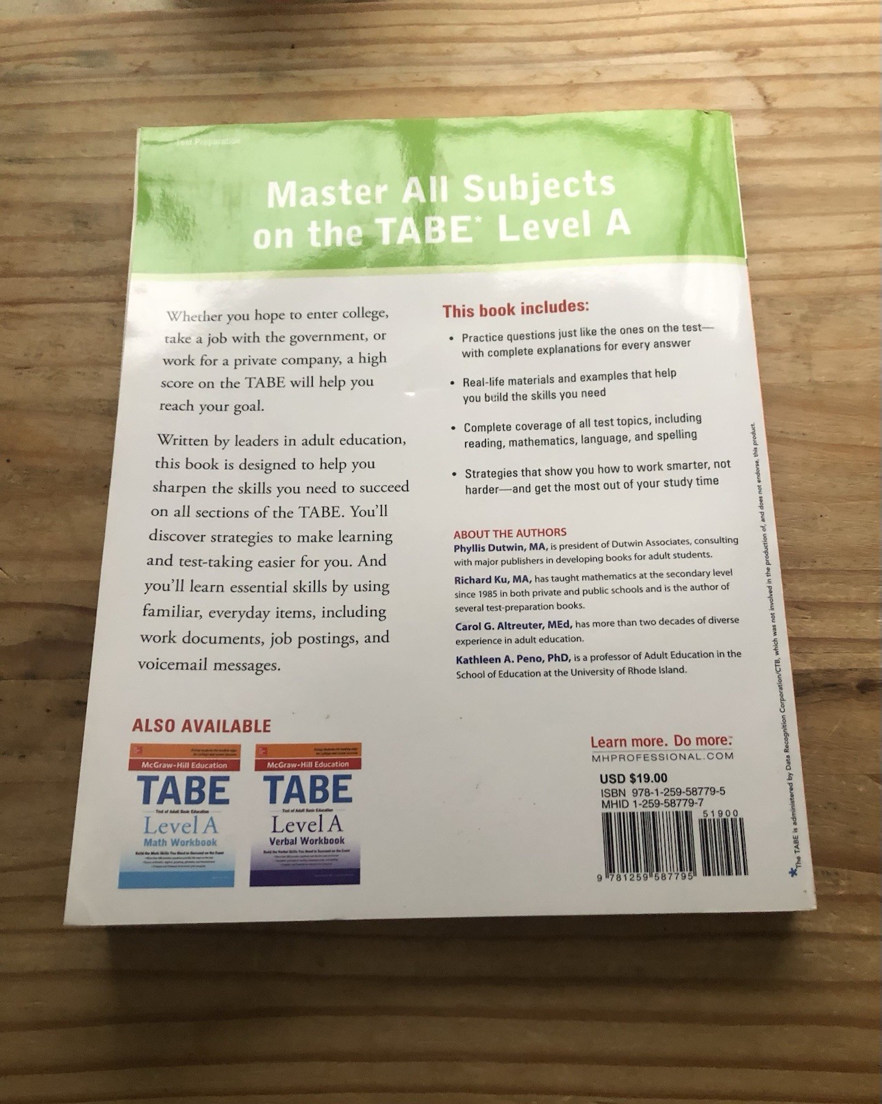 McGraw-Hill Education TABE Level A 2nd Ed Test Of Adult Basic Education