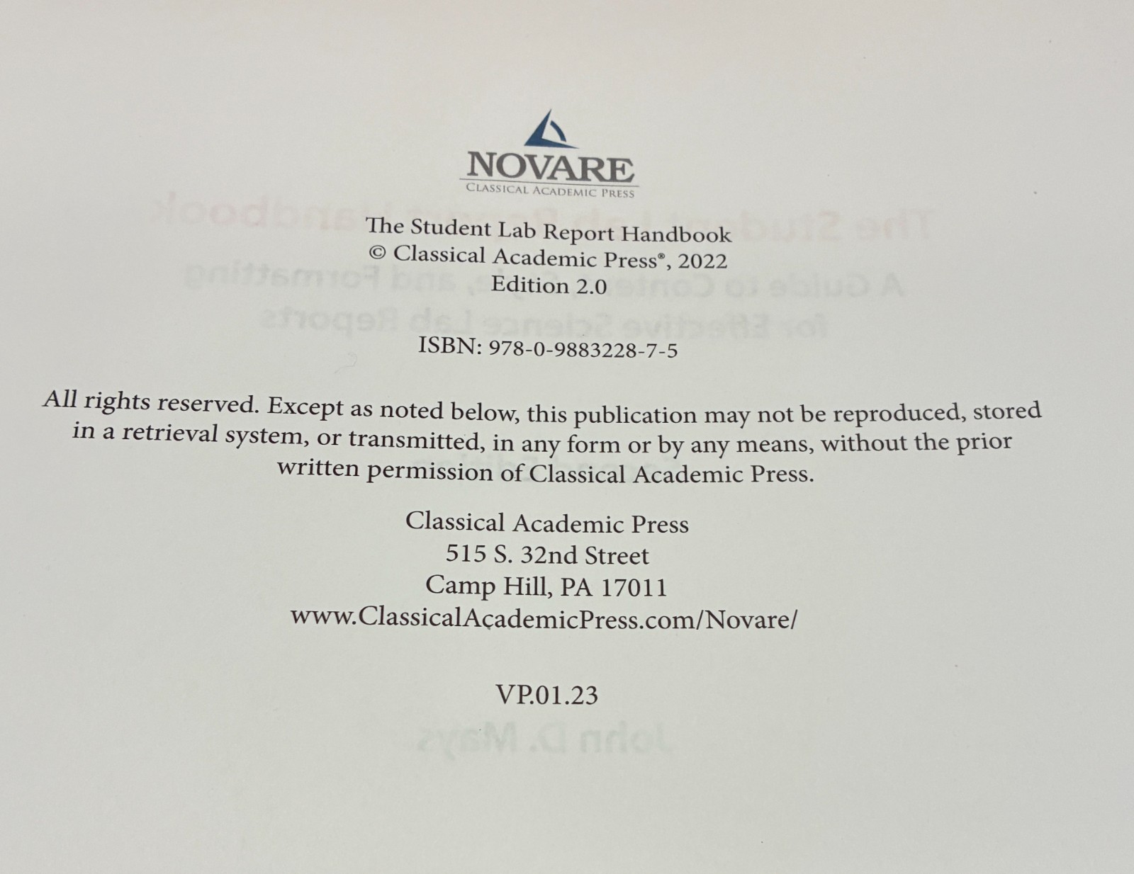 Physical Science (Softback) J. Mays and The Student Lab Report Handbook