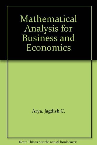 Mathematical analysis for business and economics