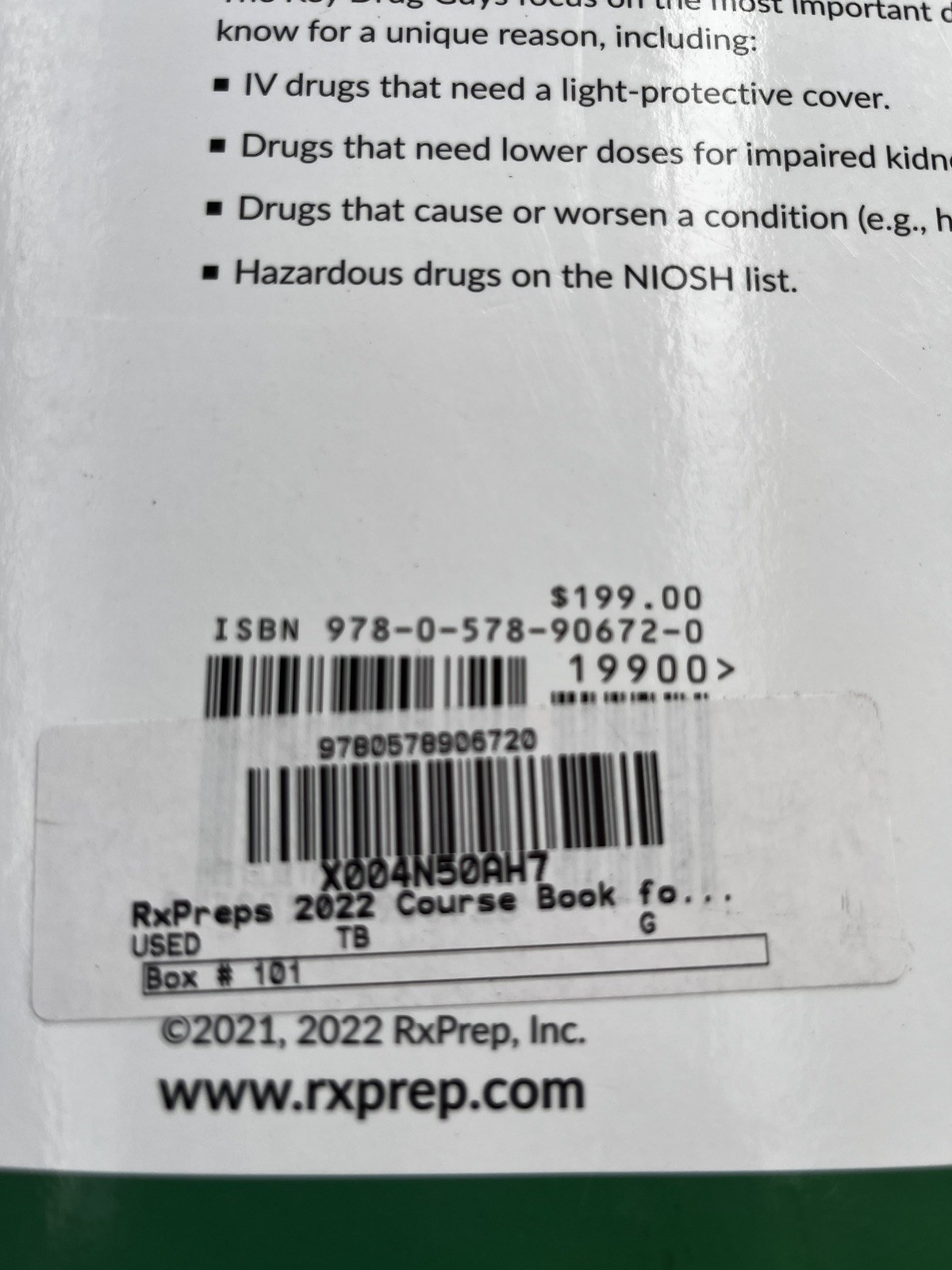 RxPrep 2022 NAPLEX Course Book by RxPrep (2021, Trade Paperback)
