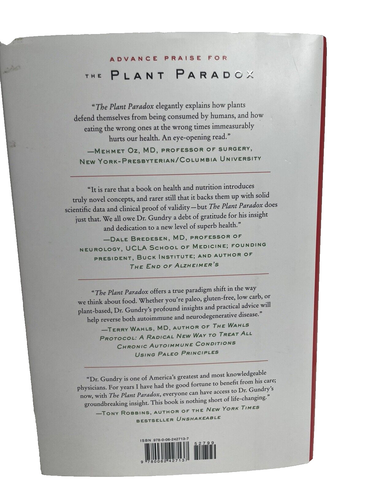 The Plant Paradox: The Hidden Dangers in “Healthy” Foods by Gundry HARDBACK