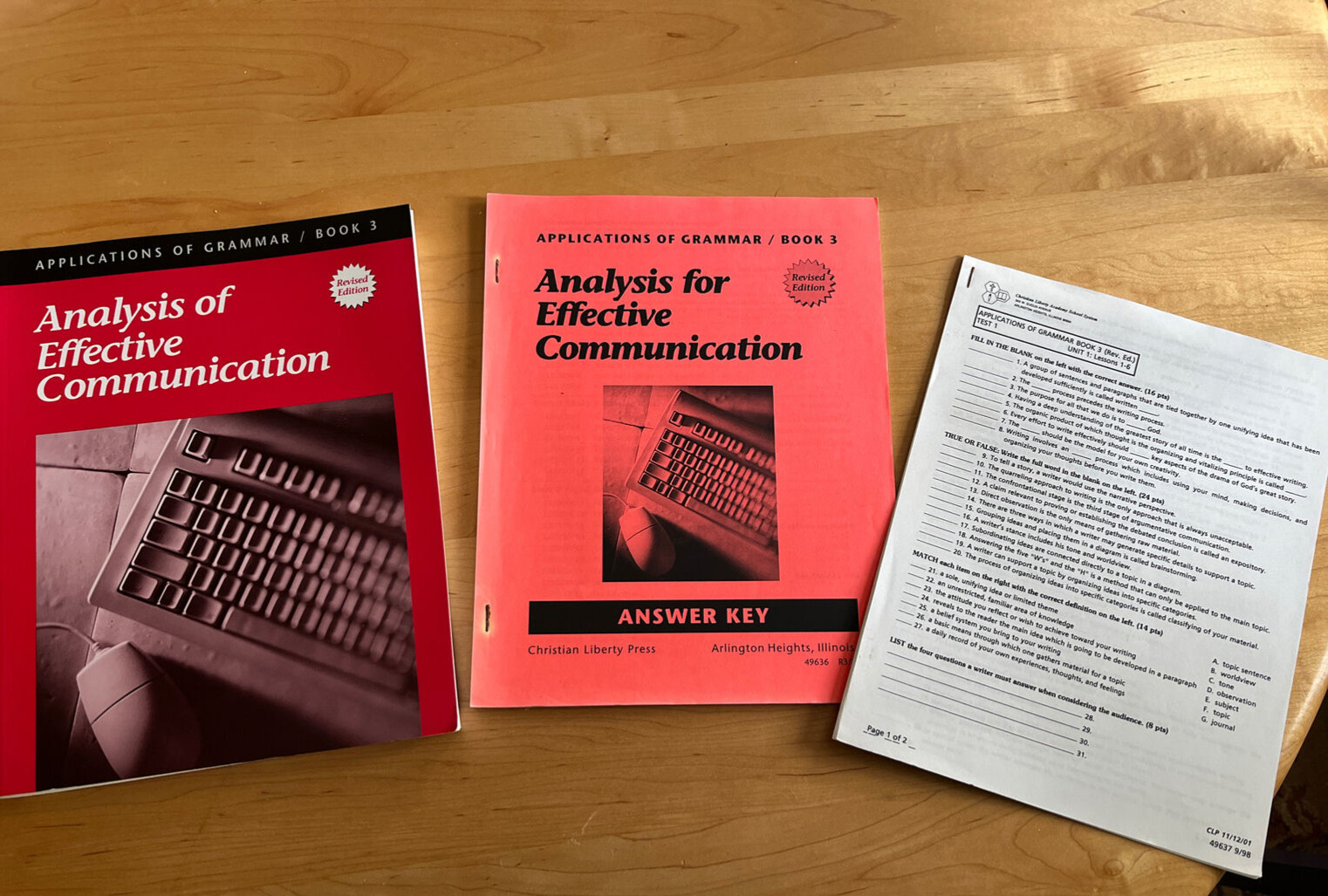 lot of 3 books ANALYSIS OF EFFECTIVE COMMUNICATION, text, key, tests NEW