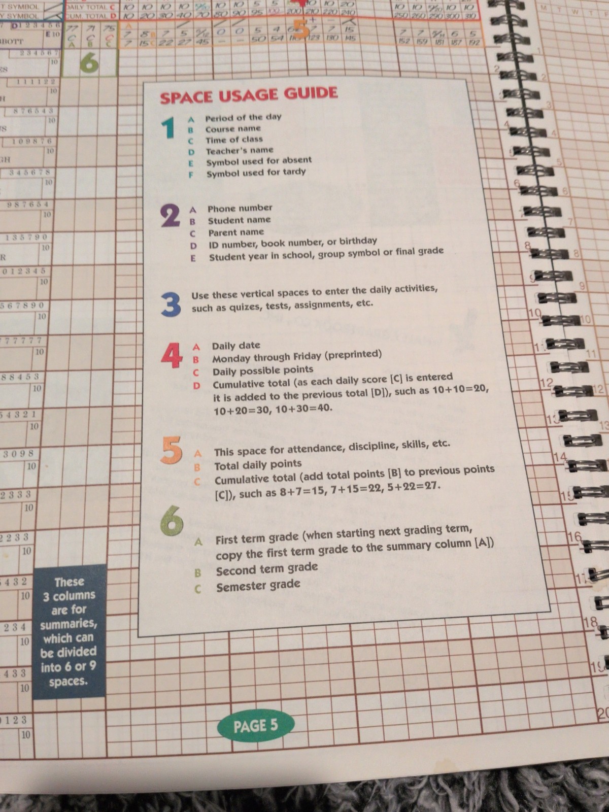 Whaley 3-Line Grade/Attendance Record Book 4 Grading Periods 9GB-049 Never Used