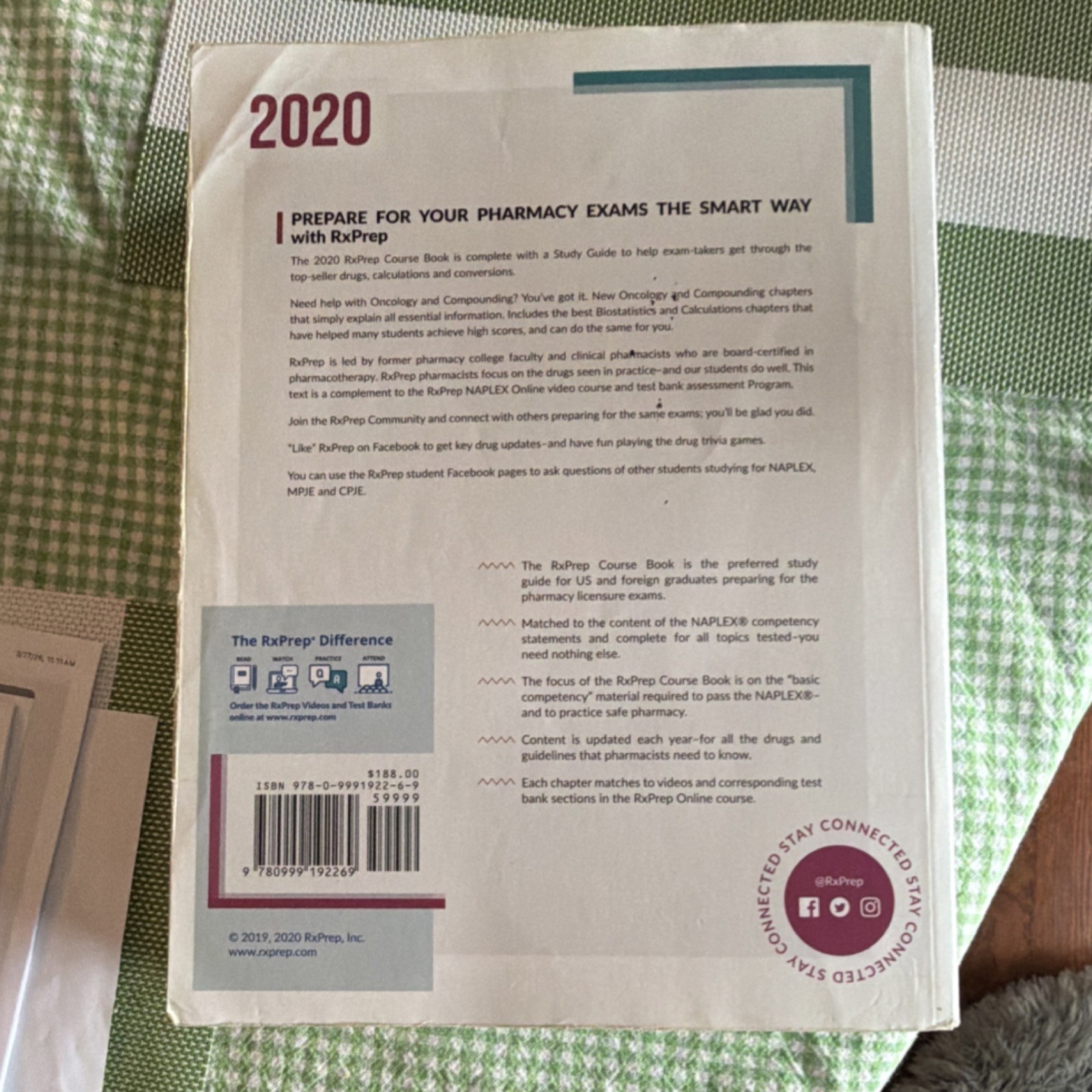 RxPrep 2020 NAPLEX Course Book Study Guide New Edition Pharmacy Exam Prep