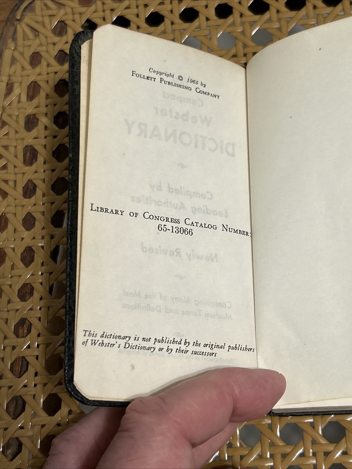 Pocket Size Vintage Webster Dictionary: Modern Revision (1965)
