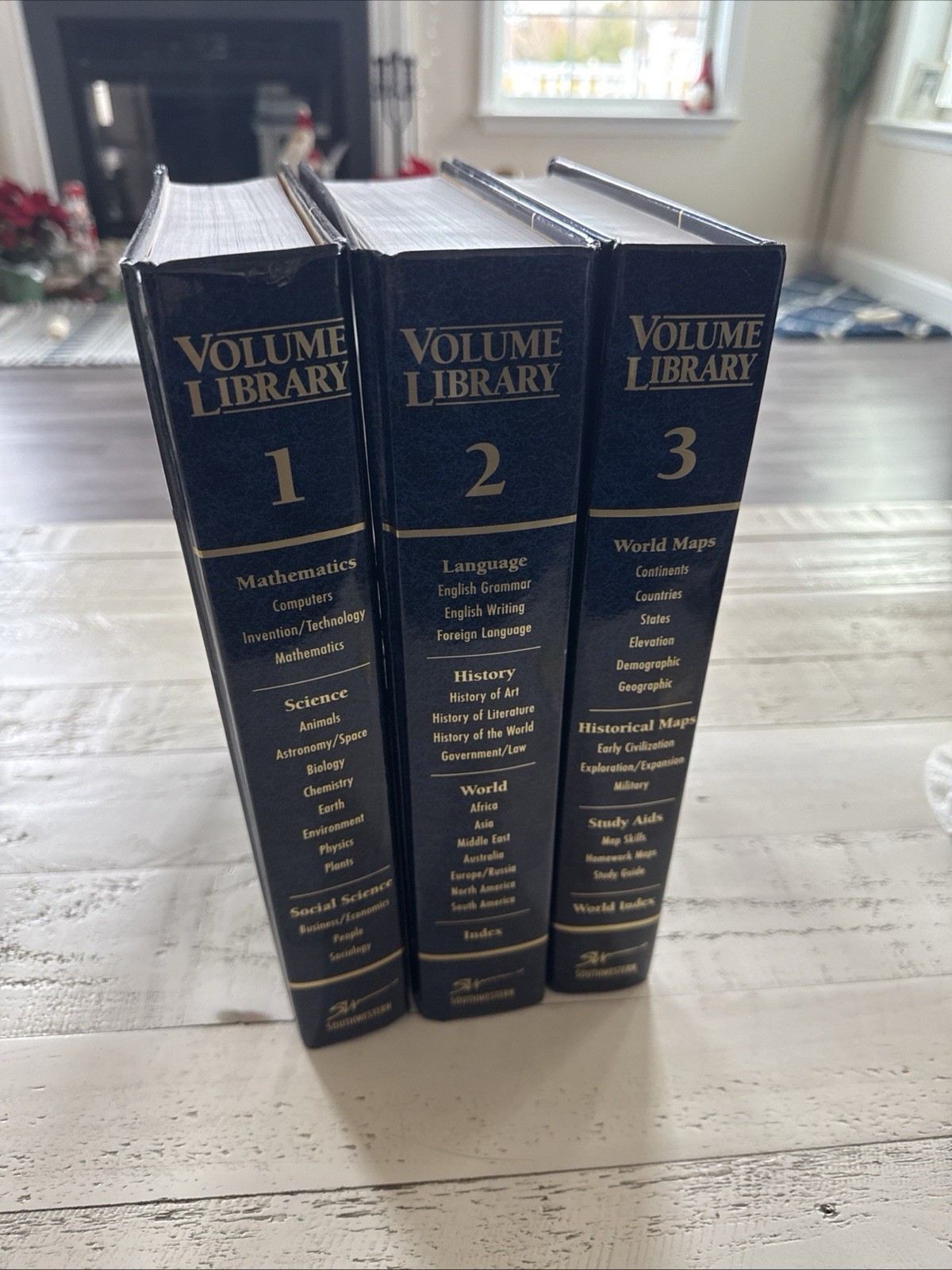 Volume Library 1–3 Hardcover Set Mathematics Language World Maps Gilt Spines