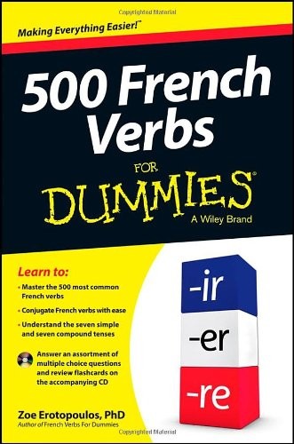 500 FRENCH VERBS FOR DUMMIES By Erotopoulos *Excellent Condition*