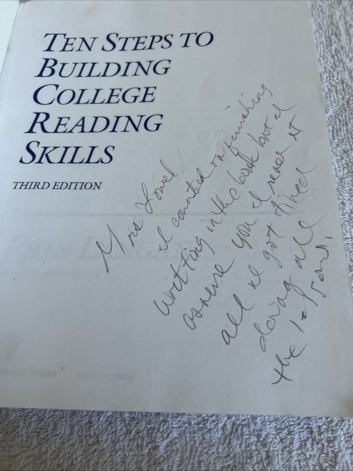 TEN STEPS TO BUILDING COLLEGE READING SKILLS By John Langan -third Edition USED