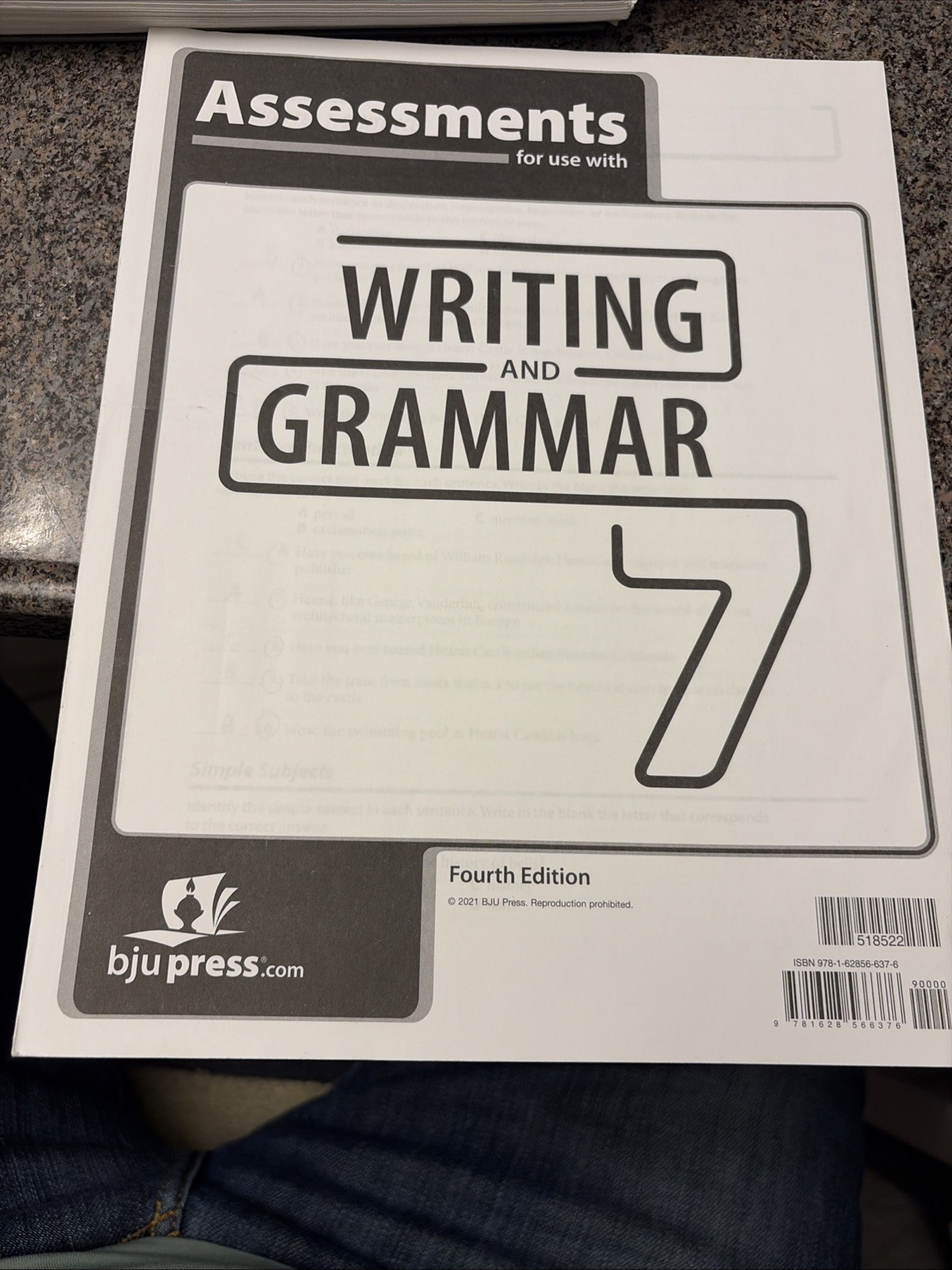 BJU Writing & Grammar 7 Teacher Ed.,Part 1 & 2, 4th Ed. & Assessment WB & Key