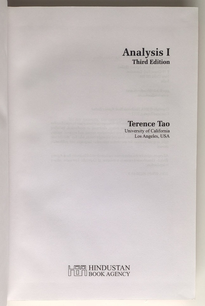 Analysis I, Texts and Readings in Mathematics by Terence Tao (Hardcover, 2014)