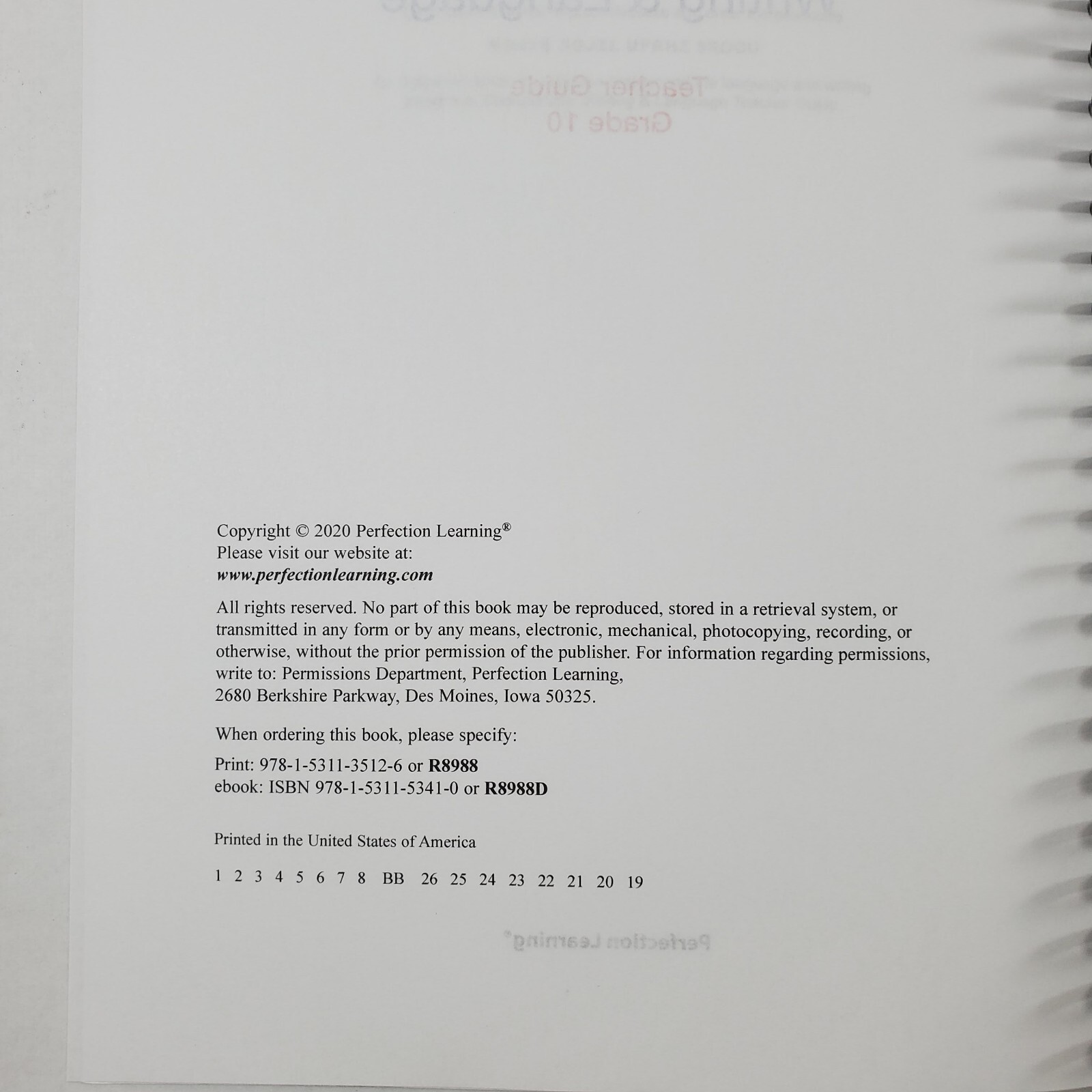 Connections Writing & Language Grade 10 Teacher Guide Perfection Learning 2020