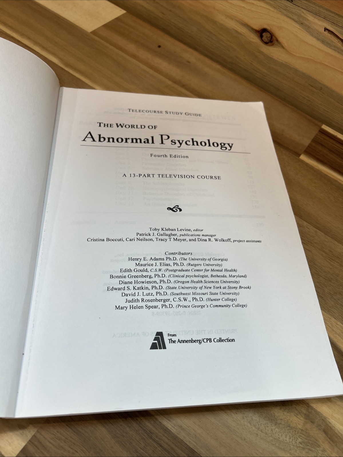 Pearson Telecourse Study Guide Abnormal Psychology 4th Edition Levine Book 2004