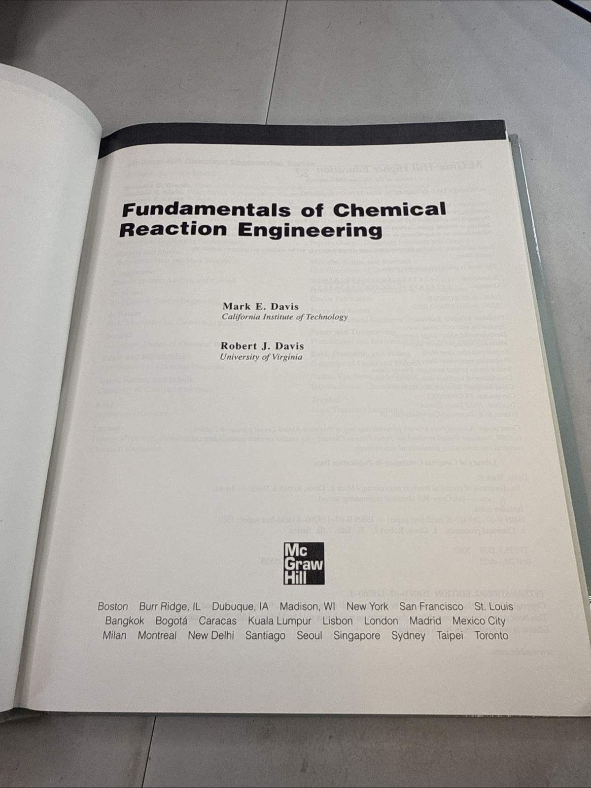 Mcgraw-Hill Chemical Engineering Ser.: Fundamentals of Chemical Reaction…