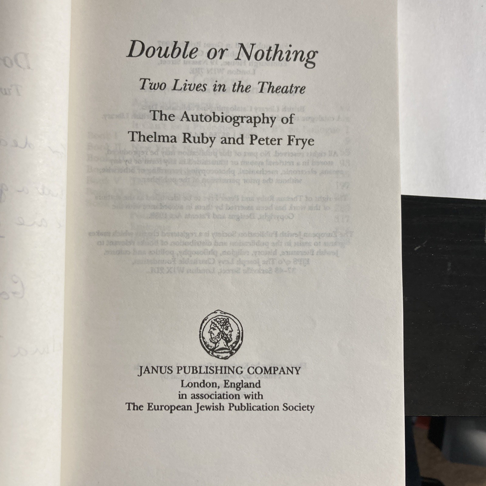 Double Or Nothing,signed By Thelma Ruby,1997,TPB