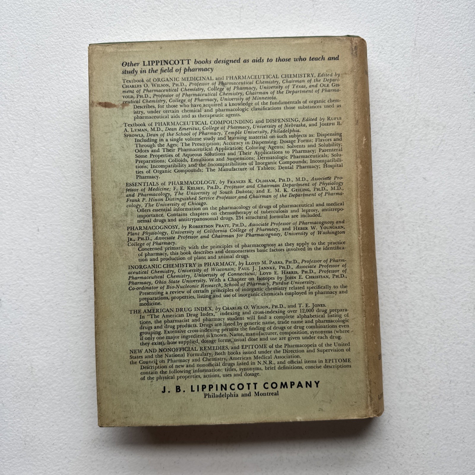 American Pharmacy By Rufus A. Lyman & Joseph B. Sprowls 1955 Hardcover Book