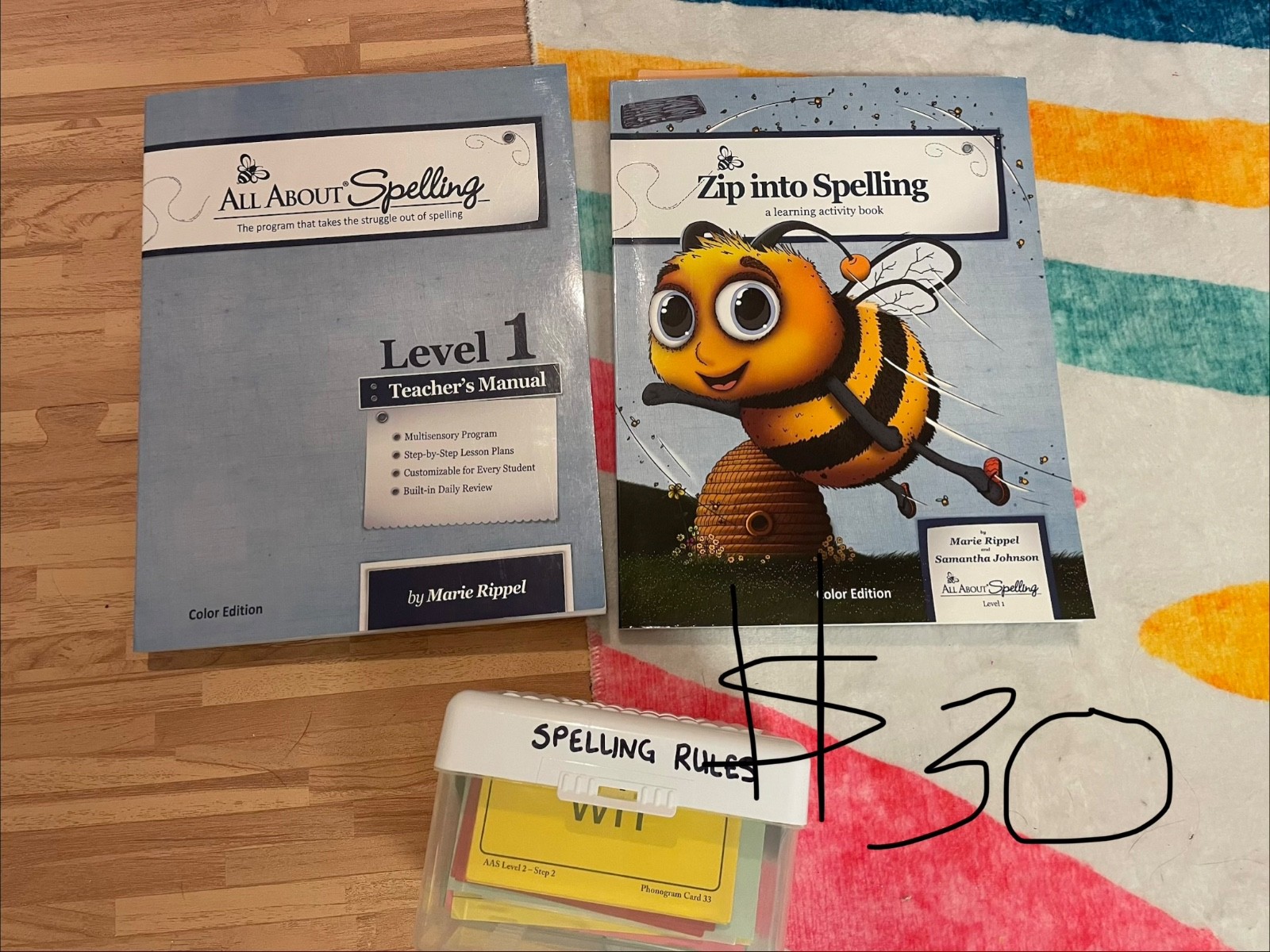 All About Spelling Level 1 & 2 Teacher Books and phonogram cards