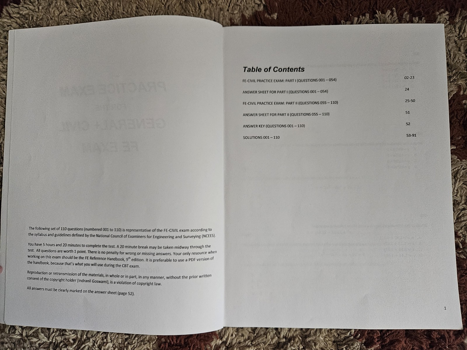 Practice Exam For The General + Civil Fe Exam: A Full (110 Question) Exam S…