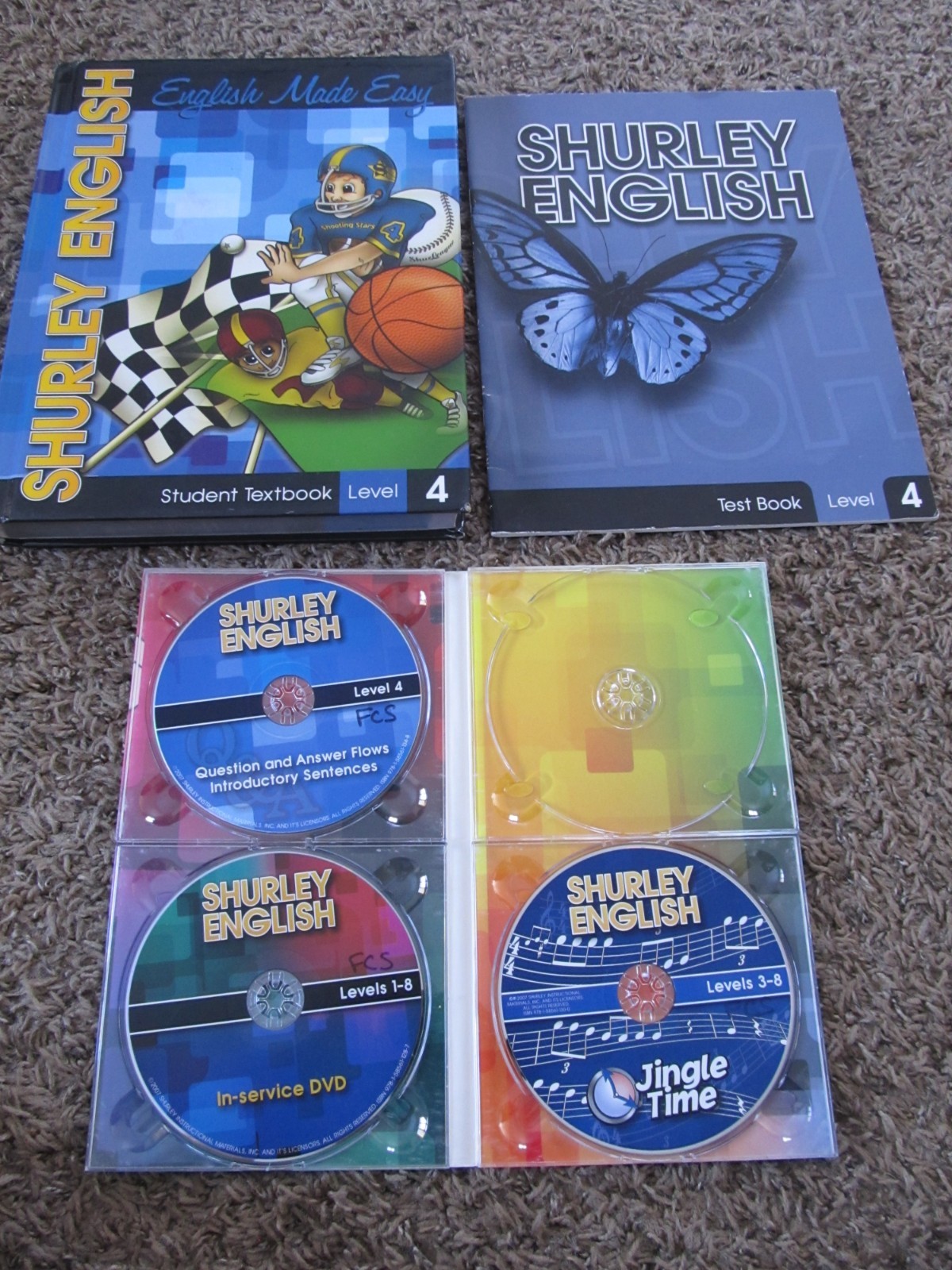 SHURLEY ENGLISH Level 4 4th Grade English Made Easy Student Textbook + Tests CDs