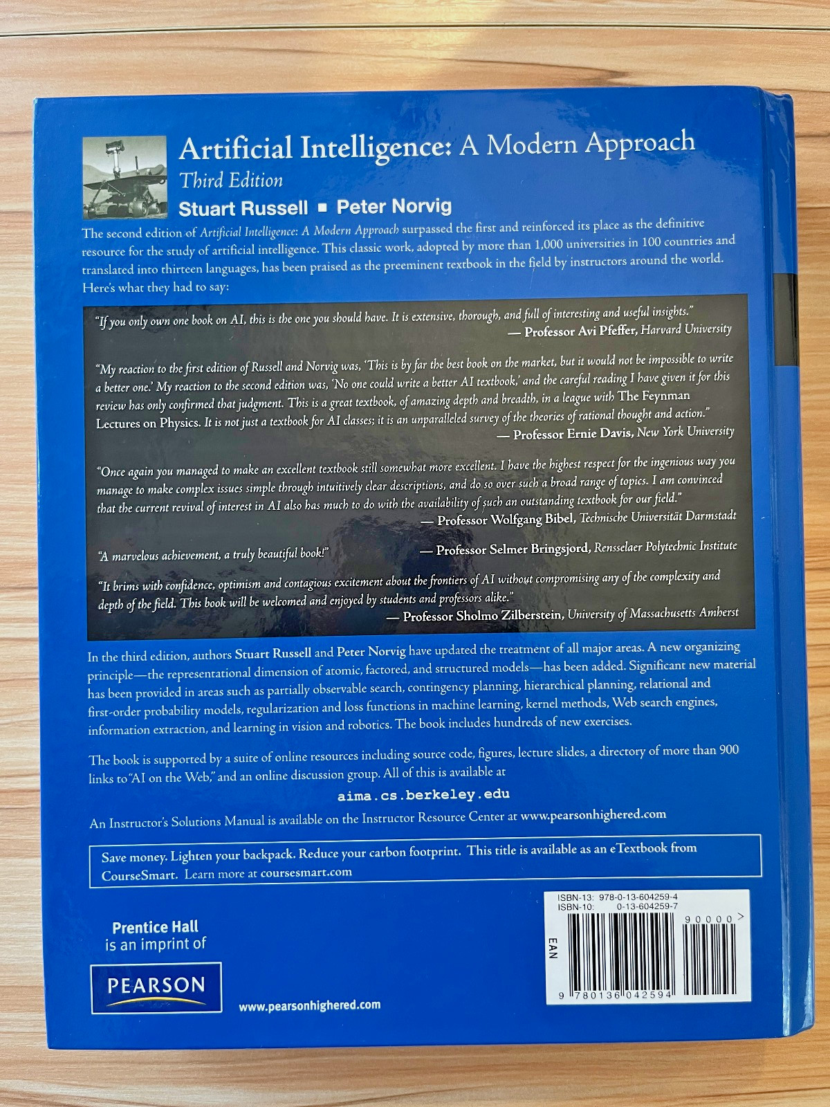 LIKE NEW US EDITION HARDCOVER Artificial Intelligence 3e Russell & Norvig)