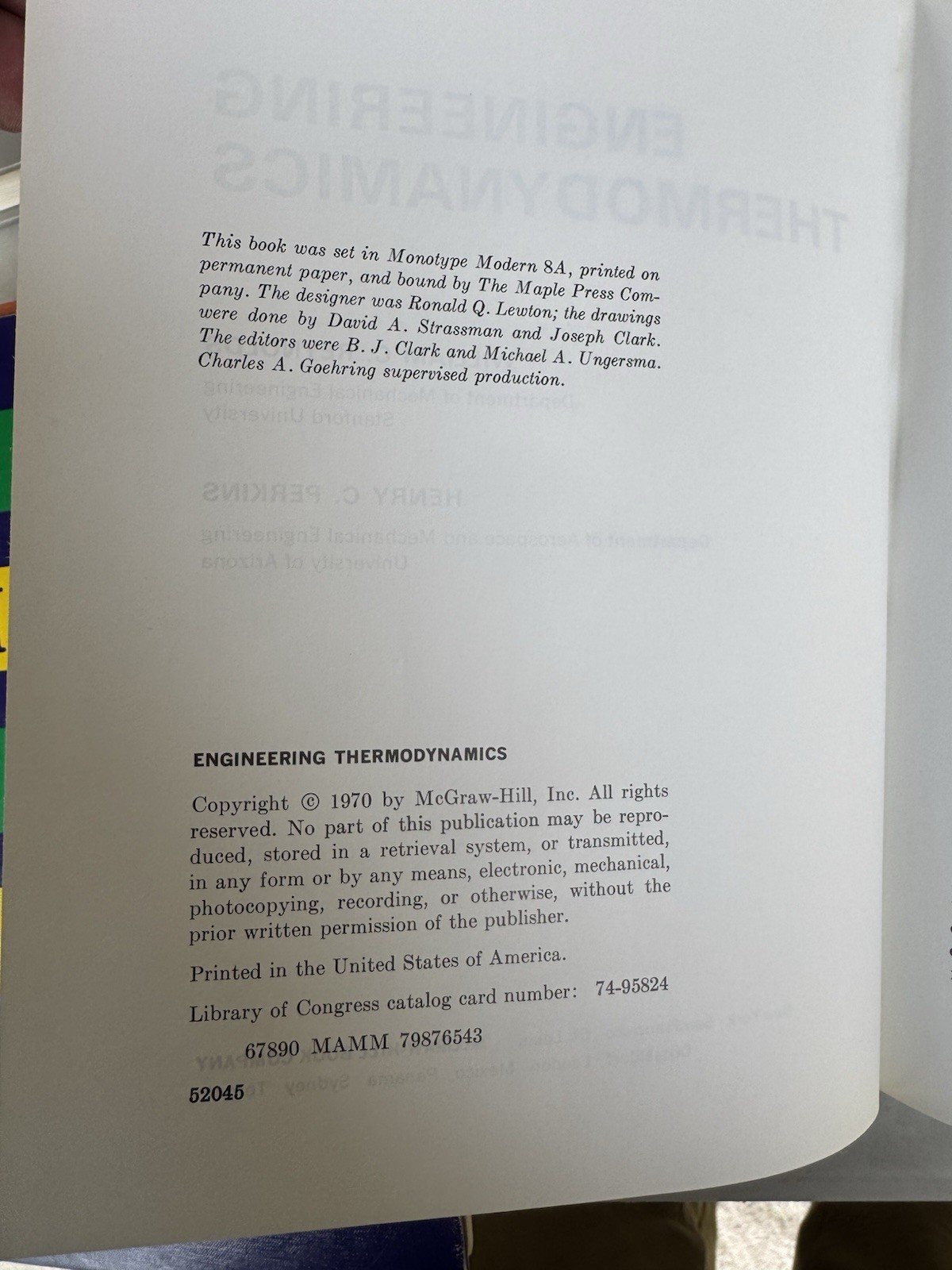 Engineering Thermodynamics William Reynolds Henry C Perkins 1970