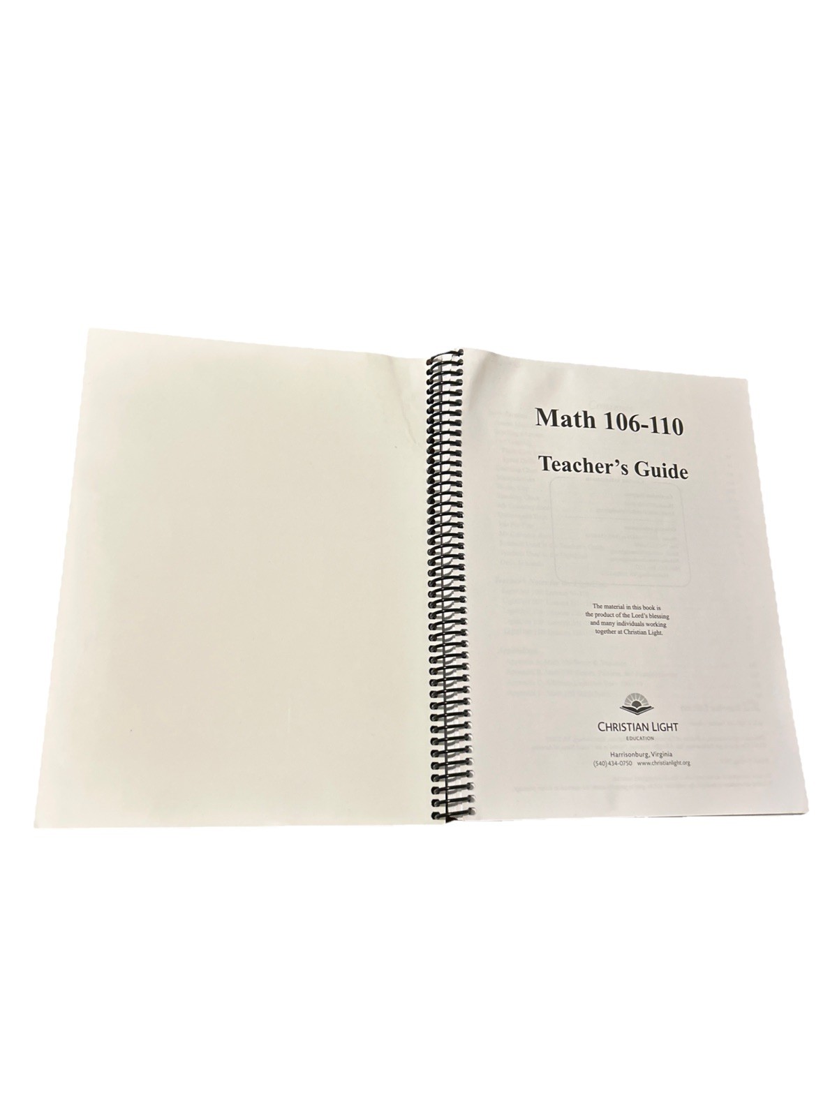 Mathematics 1 Teacher’s Guide 106–110 – Christian Light Education – CLE – Spiral