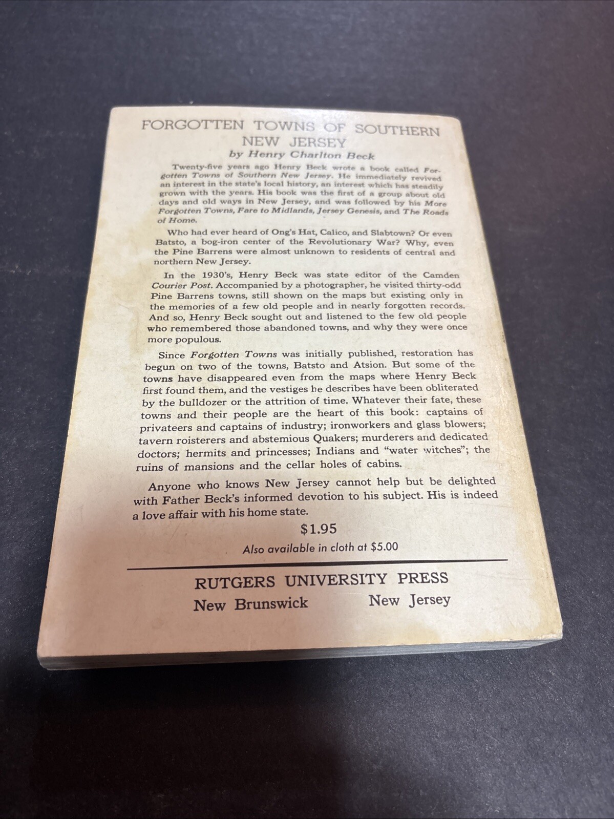 Forgotten Towns of Southern New Jersey, Paperback by Beck, Henry Charlton, 1961