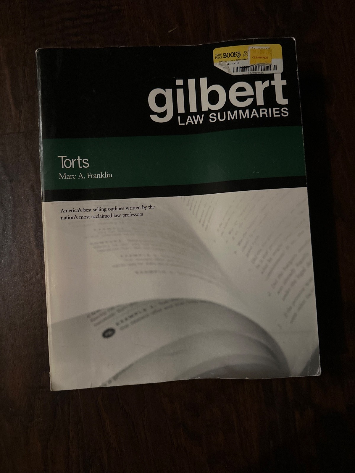 Gilbert Law Summaries Torts Marc A Franklin Law School Outline Study Aid Book