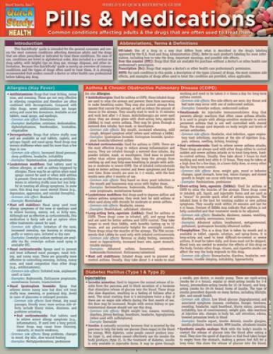 Pills & Medication (Quick Study: Health) – Pamphlet By BarCharts, Inc. – GOOD